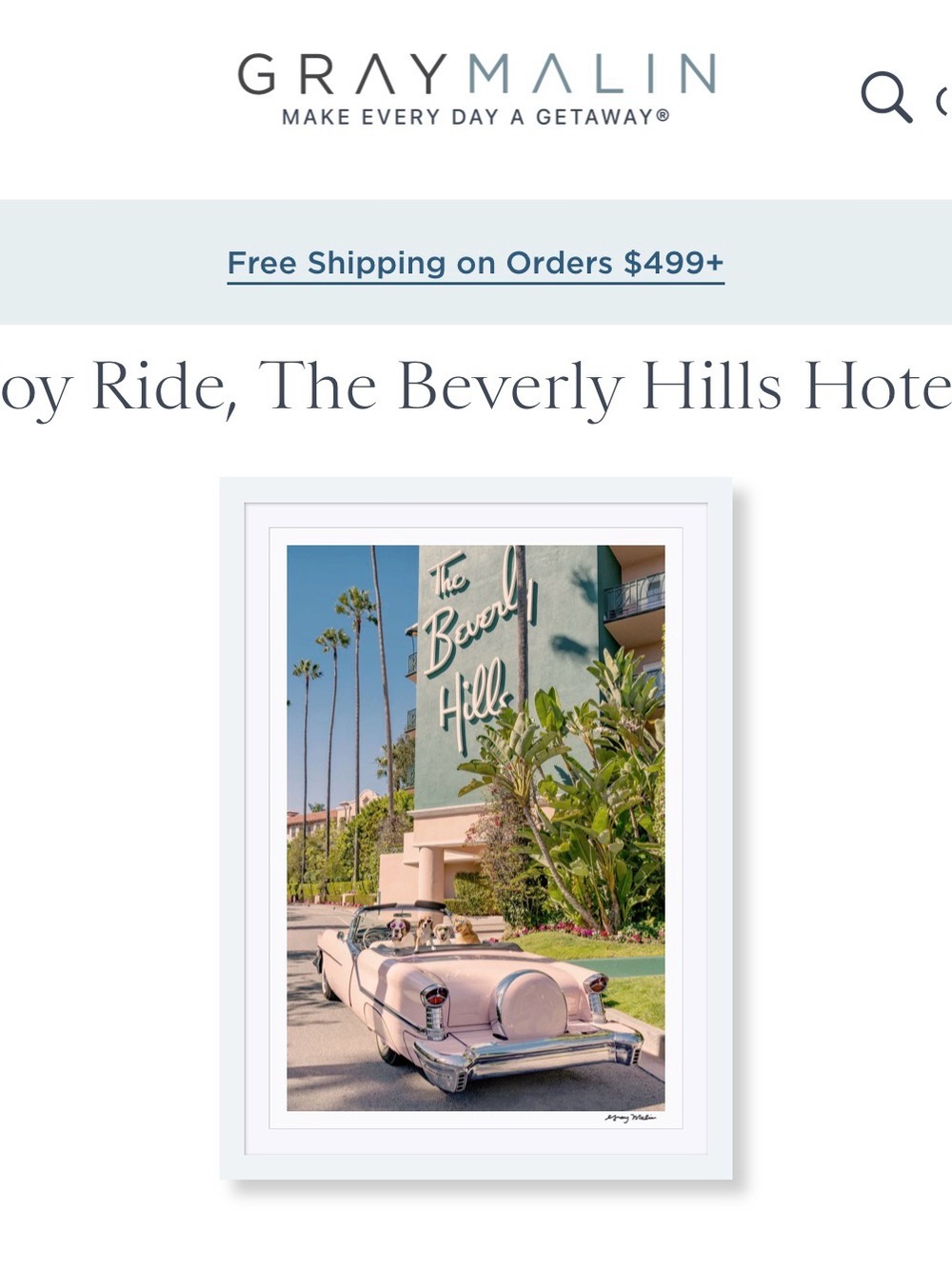 NEW Gray Malin “Mini” framed print - Joy Ride, The Beverly Hills Hotel Art Print